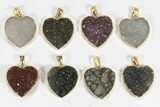 Lot: Druzy Amethyst Heart Pendants - Pieces #78434-1